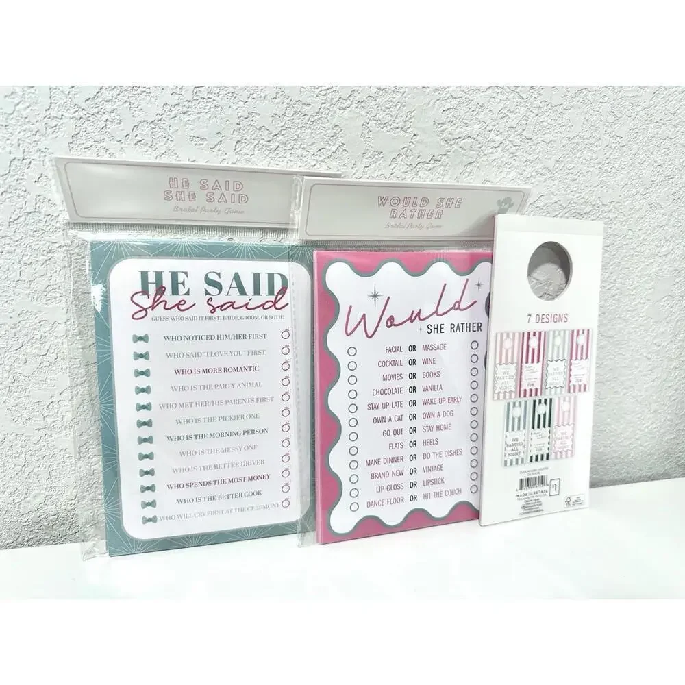 NEW Bridal Party Games Two Games for 24 Guests and 7 Door Hangers Bridal Shower